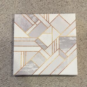Modern Geometric Art Print in White and Gold